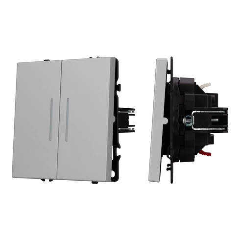 Механизм выключателя двухклавишный непроходной LED SWT-NOBE-MK02-SFPL-L-IS (230V, 10A) (Arlight, Никель)