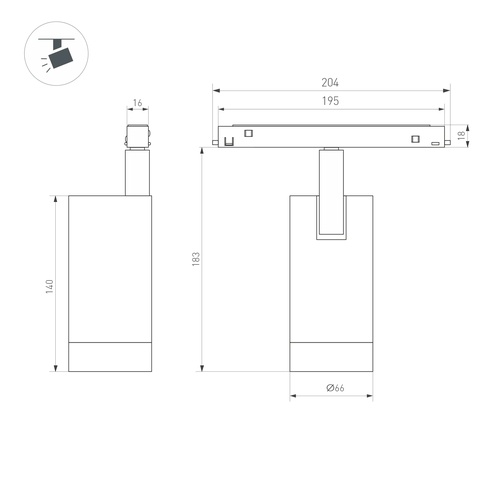 Светильник MAG-ORIENT-SPOT-R65-20W Warm3000 (BK, 24 deg, 48V, DALI) (Arlight, IP20 Металл, 5 лет)