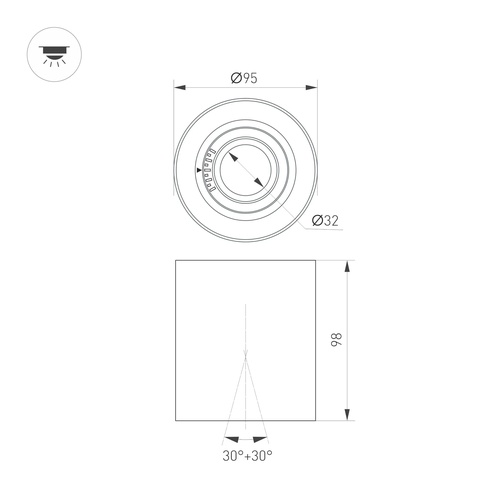 Светильник SP-ACENTO-R95-10W Day4000 (WH, 20-45 deg, 230V) (Arlight, IP20 Металл, 5 лет)