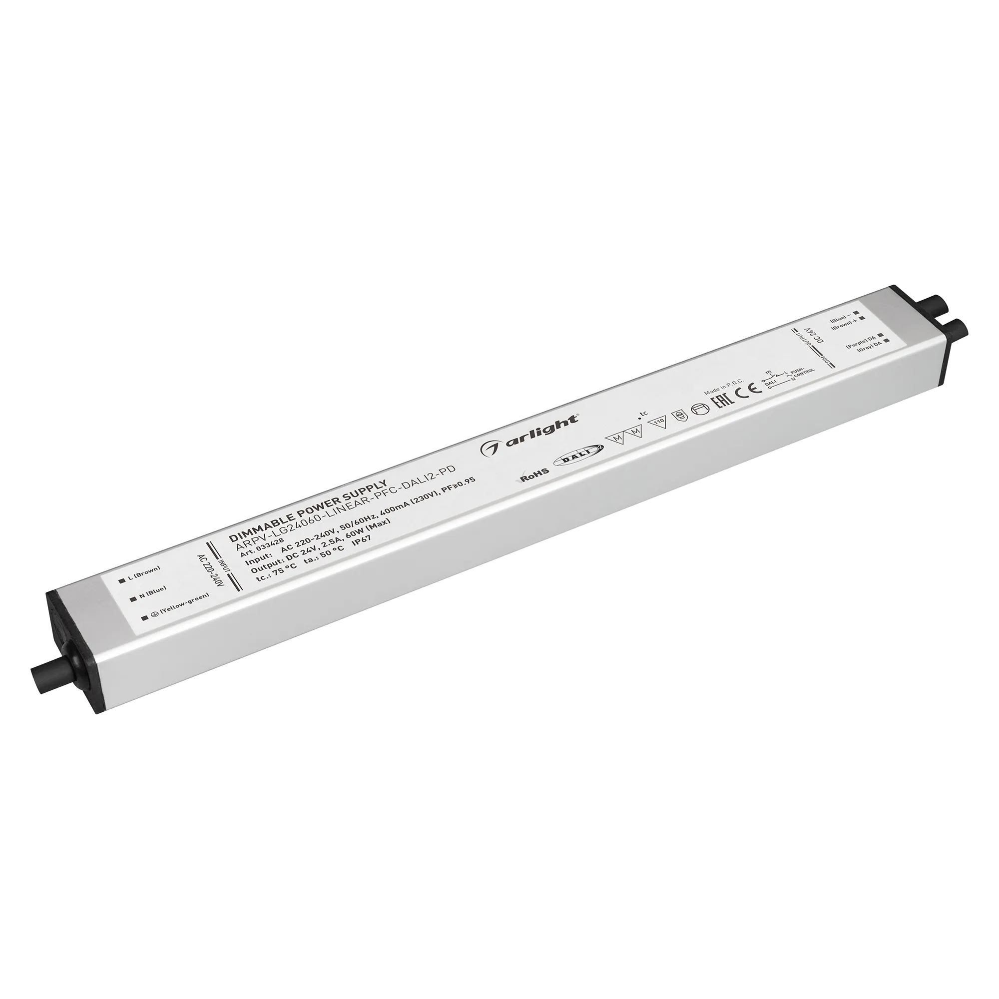 Блок питания ARPV-LG48030-LINEAR-PFC-DALI2-PD (48V, 0.625A, 30W) (Arlight, IP67 Металл, 5 лет) - изображение товара