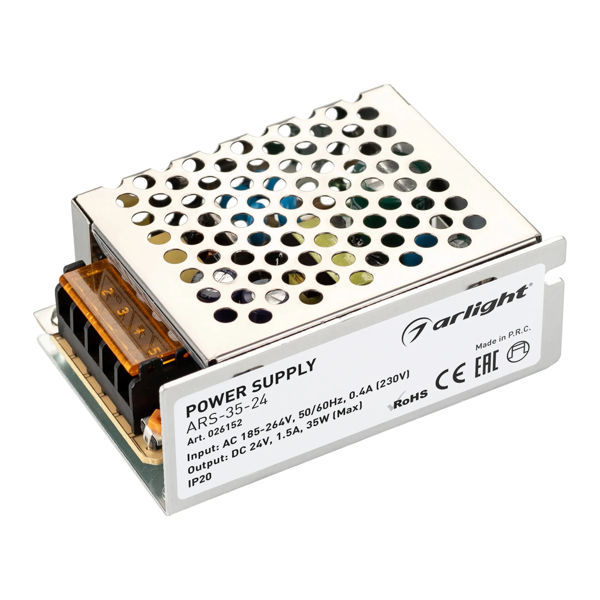 Блок питания ARS-35-24 (24V, 1.5A, 35W) (Arlight, IP20 Сетка, 2 года) - изображение товара