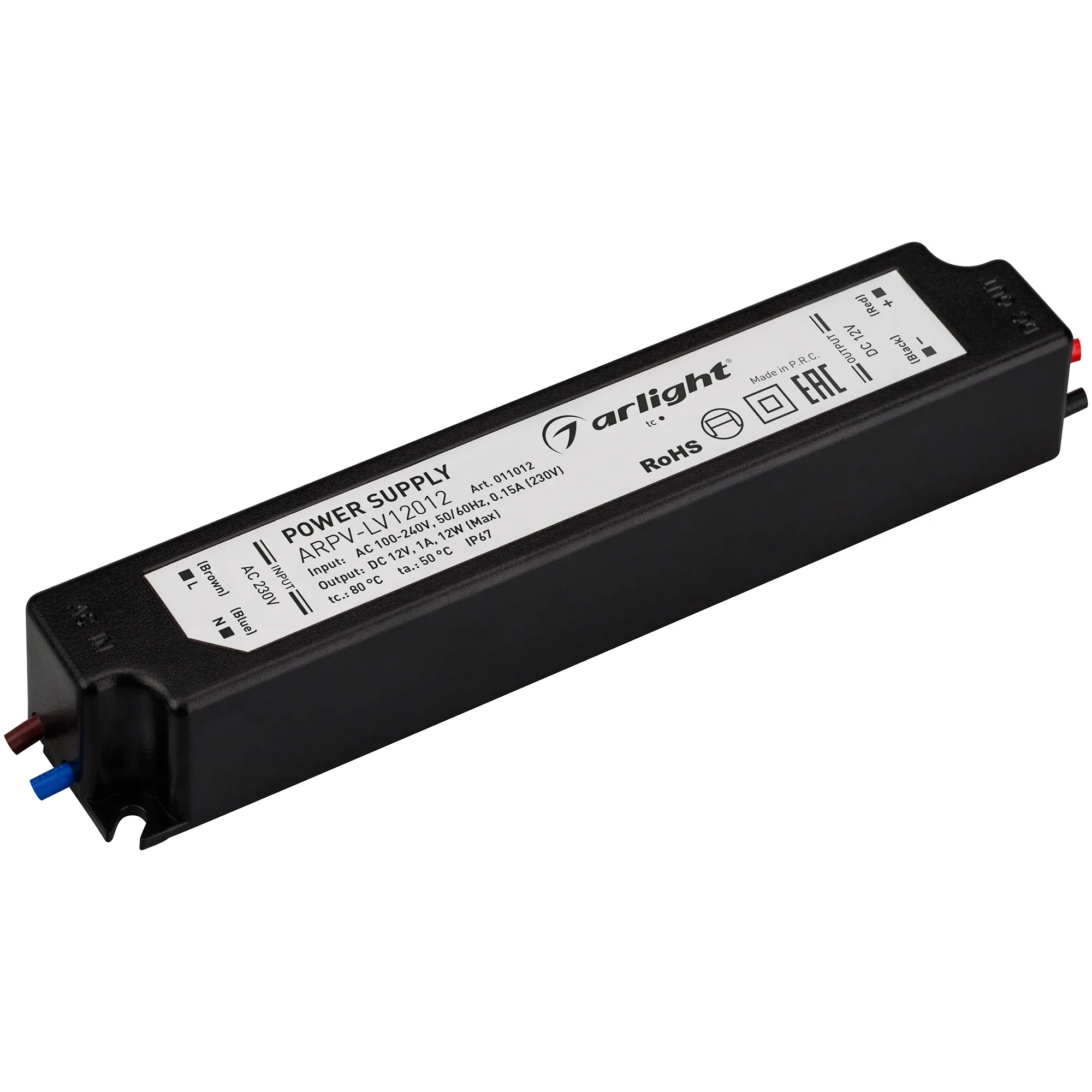 Блок питания ARPV-LV12012 (12V, 1.0A, 12W) (Arlight, IP67 Пластик, 2 года) - изображение товара