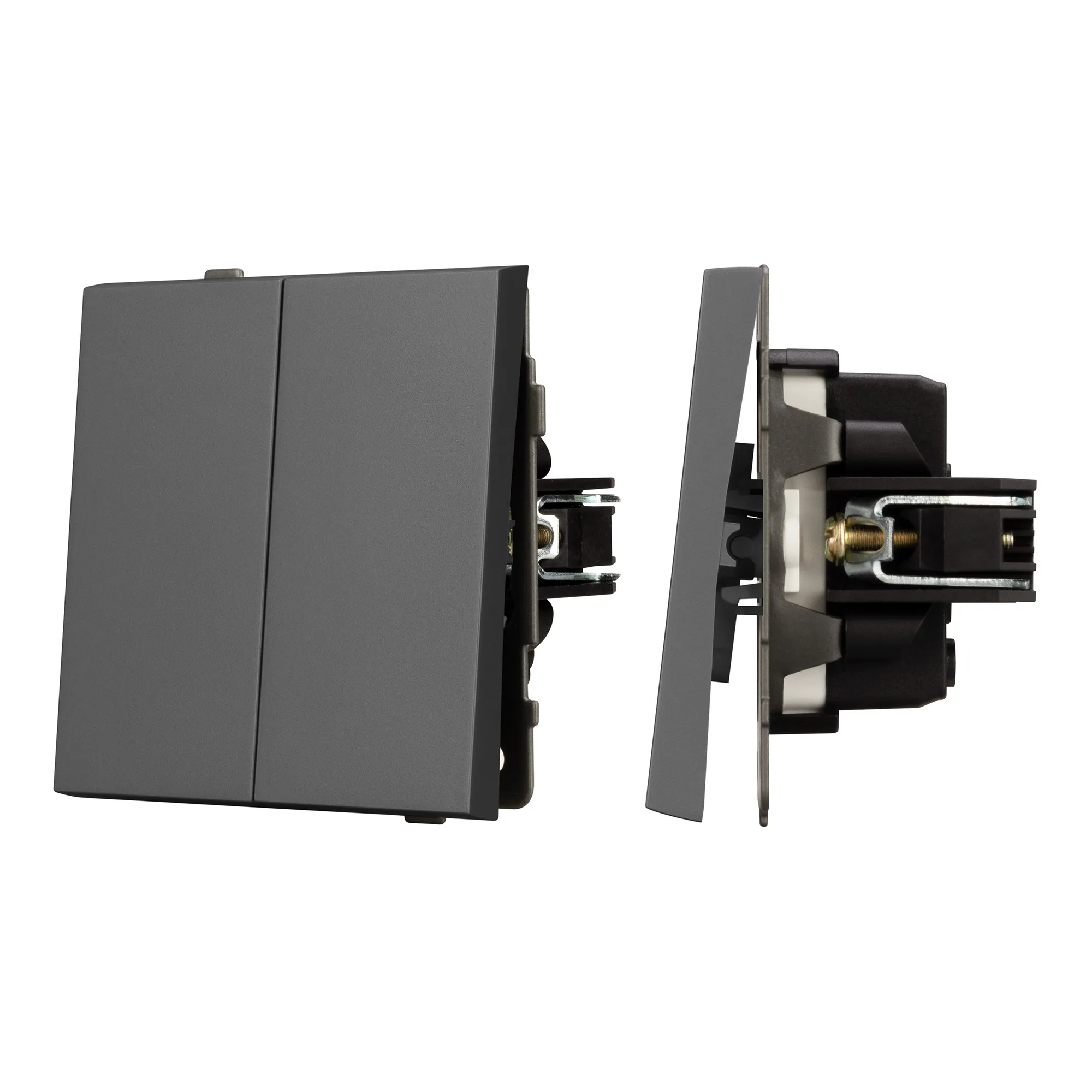 Механизм выключателя двухклавишный проходной SWT-TENDO-MKP2-SFPL-GR (230V, 10A) (Arlight, -)